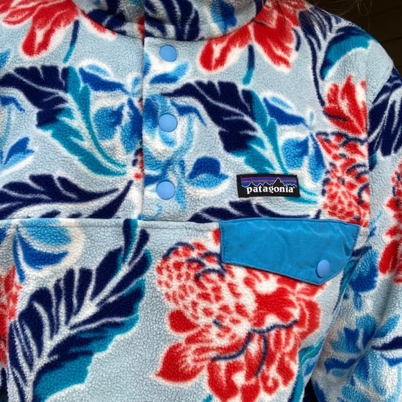 Patagonia Floral Cowl Neck Sweater - Red and Blue - Picture 7 of 9